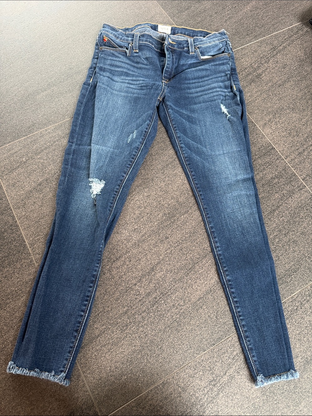 Hudson Jeans Women’s Skinny Jeans in Dark Blue with Distressed Detail